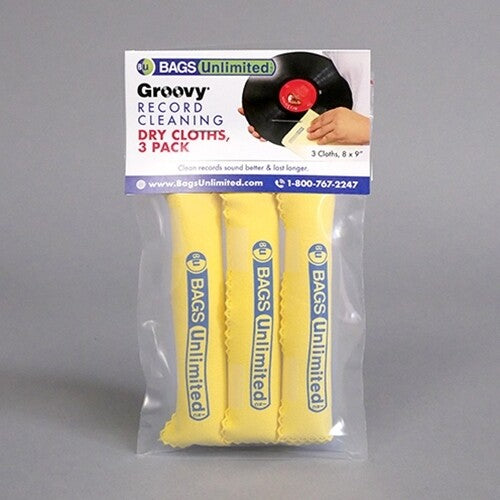Bags Unlimited Bags Unlimited ASA-2D - Groovy Record Cleaning Cloth 3 Pk - Microfiber (Yellow)